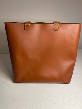 FEED 100 Tan Leather Shopper Tote Bag